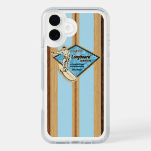 Waimea Surfboard Hawaiian Faux Wood Aqua iPhone 16 Plus Case