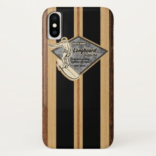 Waimea Surfboard Hawaiian Faux Wood iPhone X Case