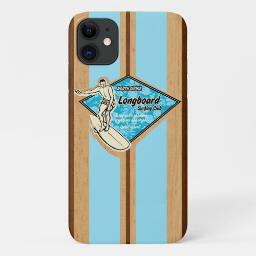 Waimea Surfboard Hawaiian Faux Wood iPhone 11 Case