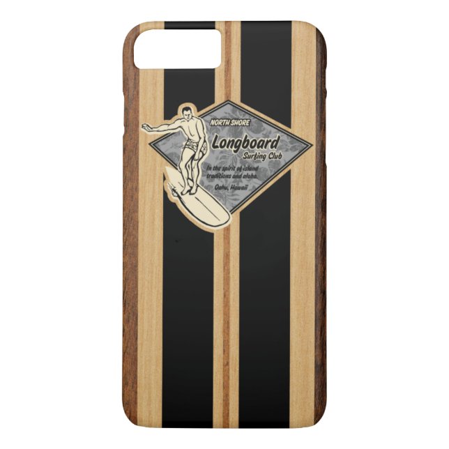 Waimea Surfboard Hawaiian Faux Wood Case-Mate iPhone Case (Back)