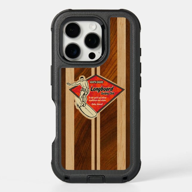 Waimea Surfboard Hawaiian Faux Wood Koa Otterbox iPhone Case (Back)