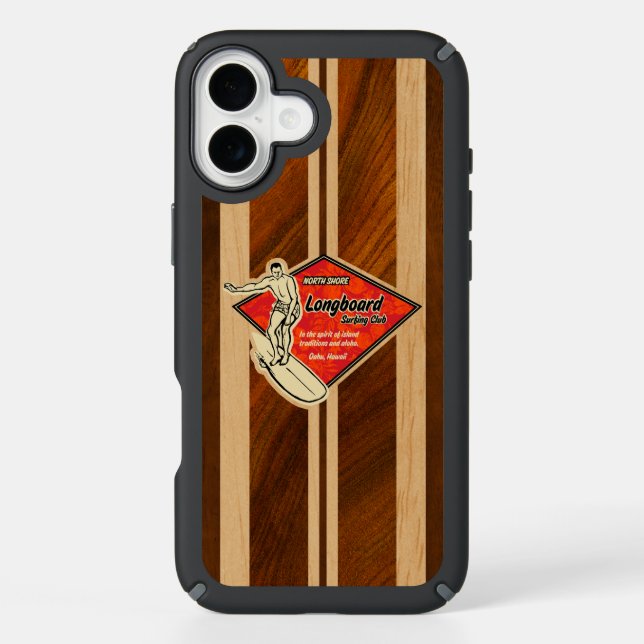 Waimea Surfboard Hawaiian Faux Wood Koa Speck iPhone Case (Front)