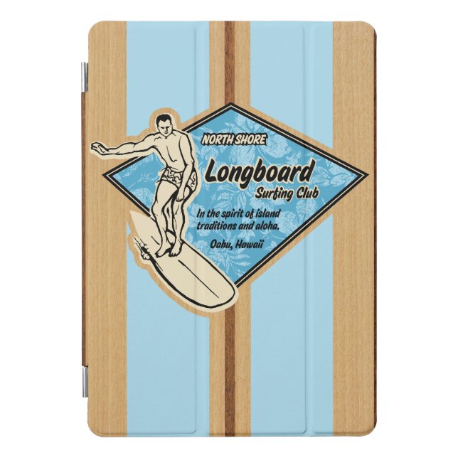 Waimea Surfboard Hawaiian FauxWood iPadSmart Cover (Front)
