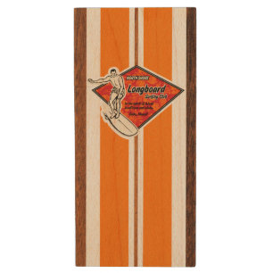 Waimea Surfboard Hawaiian Surfer Wood Flash Drive