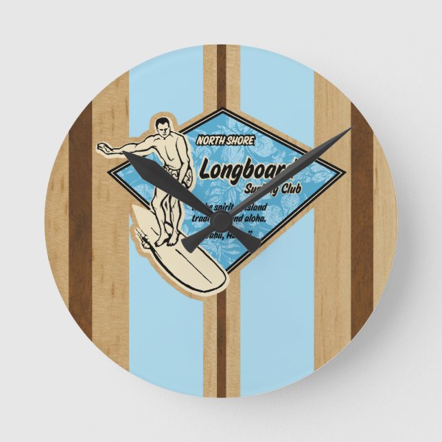 Waimea Surfboard Hawaiian Wall Clocks (Front)