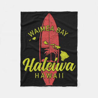 Waimea Y Haleiwa Hawaii Surf Board Surfing Surfer Fleece Blanket