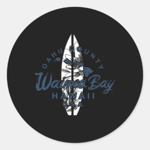 Waimea Y Hawaii North Shore Oahu Hawaiian Surfing Classic Round Sticker