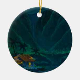 Wainiha Valley Home on a Starry Night Ceramic Ornament