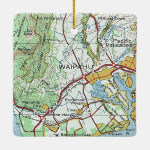 Waipahu Oahu Vintage Map Ceramic Ornament