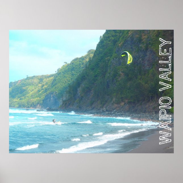 Waipio Valley Big Island Hawaii kite board poster (Front)