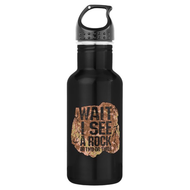 Wait I See A Rock Stainless Steel Water Bottle (Front)