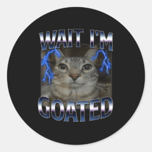 Wait I'm Goated Cat Funny Cat Meme Men Women Kids Classic Round Sticker
