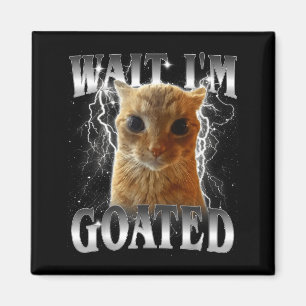 Wait i'm goated funny staring cat meme magnet