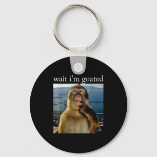 Wait I'm Goated Funny Thinking Monkey Meme Brainro Keychain