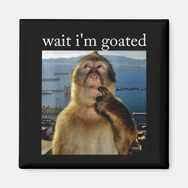 Wait I'm Goated Funny Thinking Monkey Meme Brainro Magnet (Front)