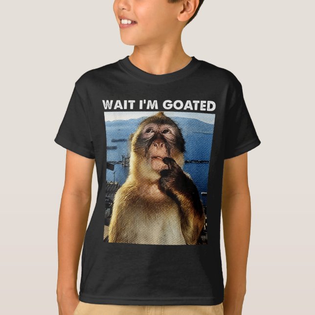Wait I'm Goated Funny Thinking Monkey Meme Brainro T-Shirt (Front)