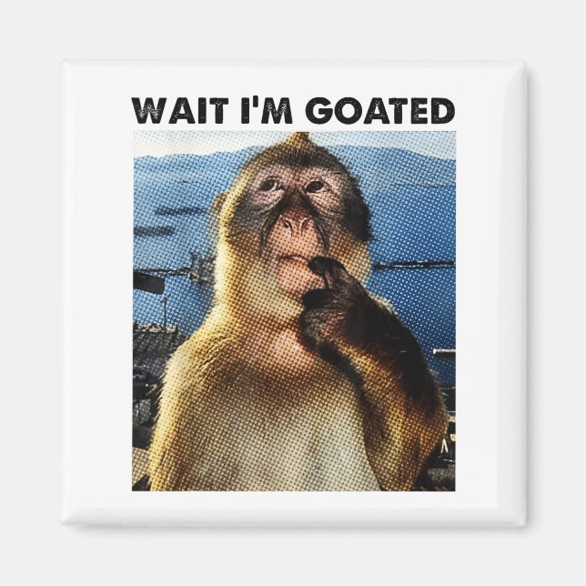 Wait I'm Goated Y2k Funny Thinking Monkey Meme Bra Magnet (Front)