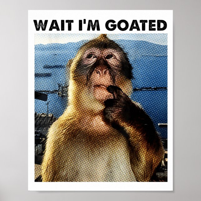 Wait I'm Goated Y2k Funny Thinking Monkey Meme Bra Poster (Front)