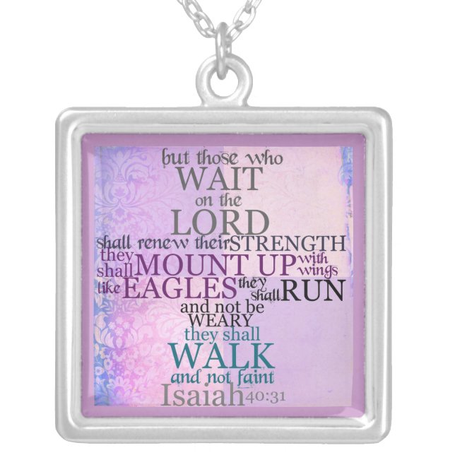 Wait on the Lord Scripture Isaiah 40:31 Necklace (Front)