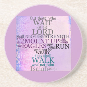 Wait on the Lord Scripture Isaiah 40:31 Sandstone Coaster