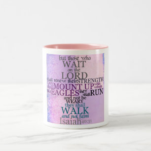 Wait on the Lord Scripture Isaiah 40:31 Two-Tone Coffee Mug
