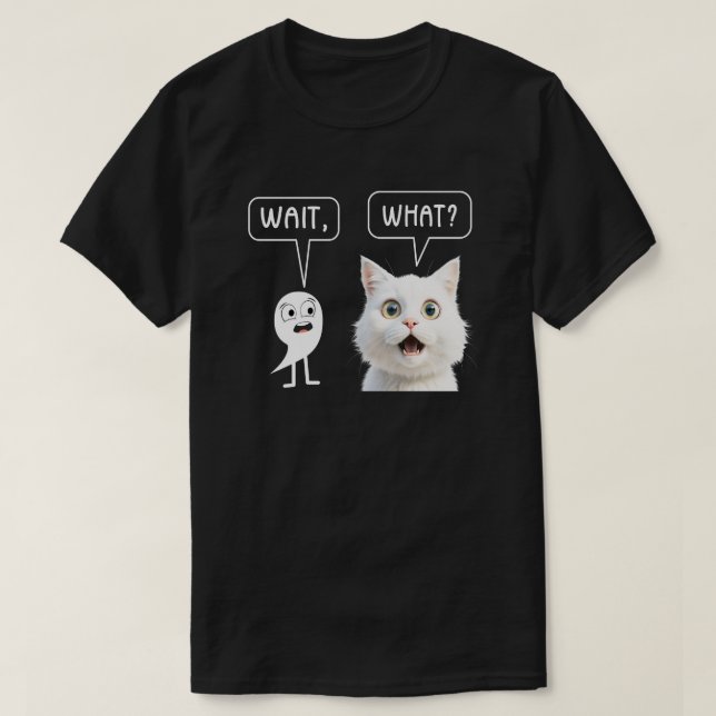 Wait What Punctuation English Teacher Gift Cat T-Shirt (Design Front)