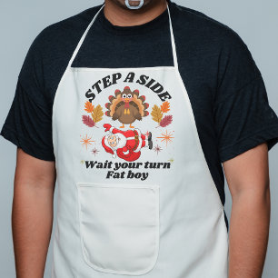 Wait Your Turn Fat Boy Funny Thanksgiving Long Apron