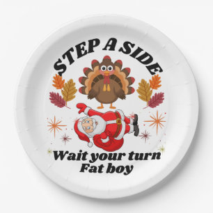 Wait Your Turn Fat Boy Funny Thanksgiving Paper Plates