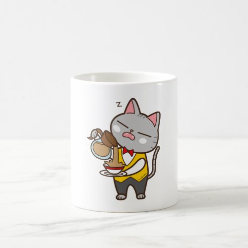 Waiter cat grey coffee mug