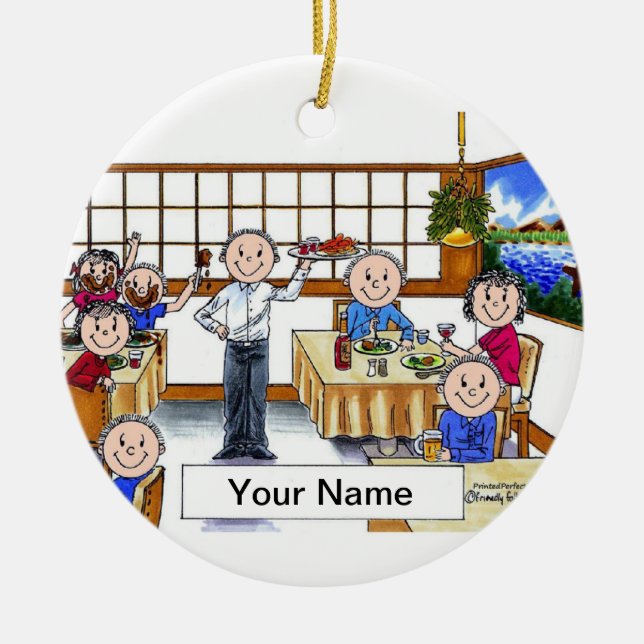 Waiter Ceramic Ornament (Front)