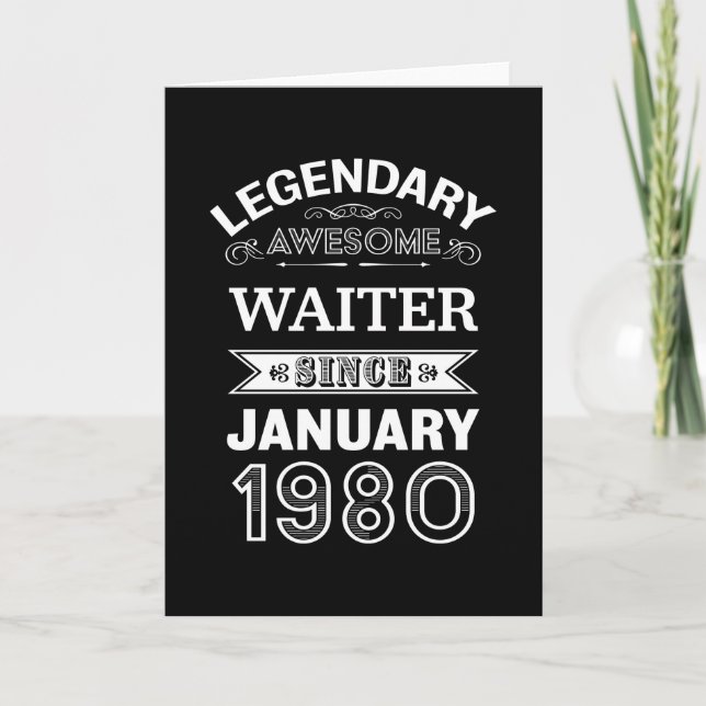 Waiter January 1980 40th Birthday Gift Card (Front)