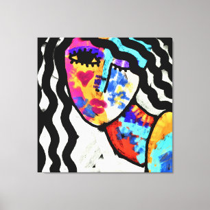 Waiting Abstract Digital Portrait of a Woman Canvas Print