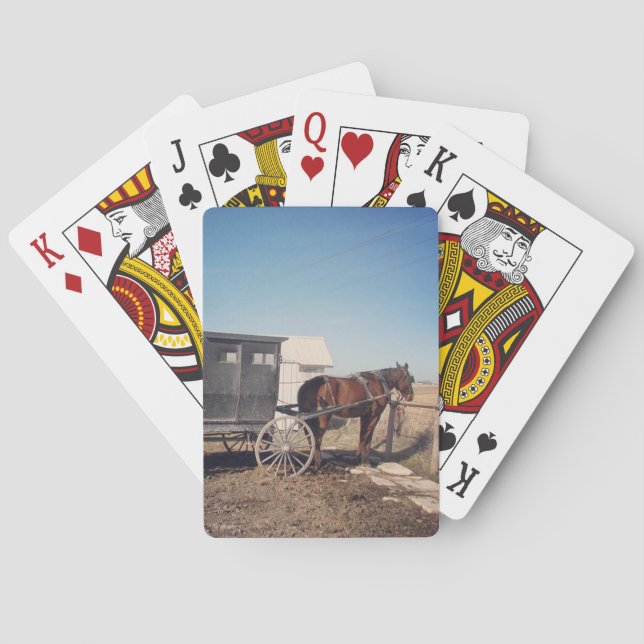 Waiting Amish Horse and Buggy Poker Cards (Back)