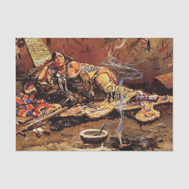 “Waiting and Mad” by Charles M Russell Tissue Paper (Front)