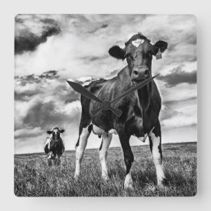 Waiting BW Crop Square Wall Clock