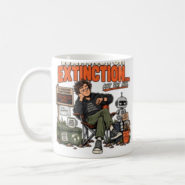 Waiting for AI Extinction Mug (Left)