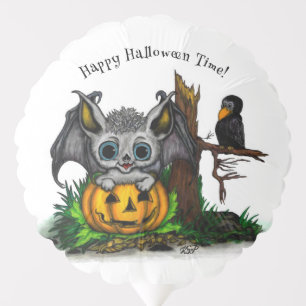 Waiting for Halloween , Cute Bat and Raven Balloon