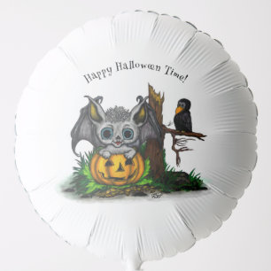 Waiting for Halloween , Cute Bat and Raven Balloon