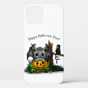 Waiting for Halloween , Cute Bat and Raven iPhone 12 Case
