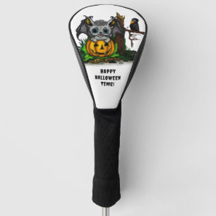 Waiting for Halloween , Cute Bat and Raven Golf Head Cover
