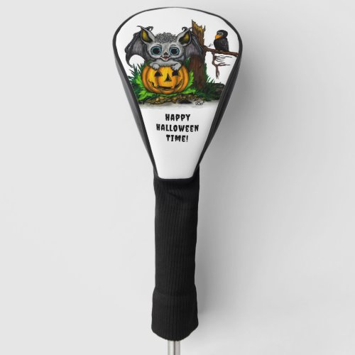 Waiting for Halloween  Cute Bat and Raven Golf Head Cover
