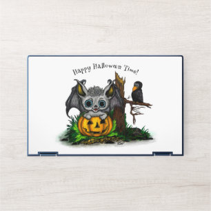 Waiting for Halloween , Cute Bat and Raven HP Laptop Skin