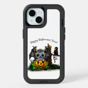 Waiting for Halloween , Cute Bat and Raven iPhone 15 Case