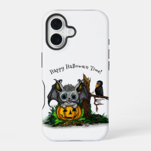 Waiting for Halloween , Cute Bat and Raven iPhone 16 Case