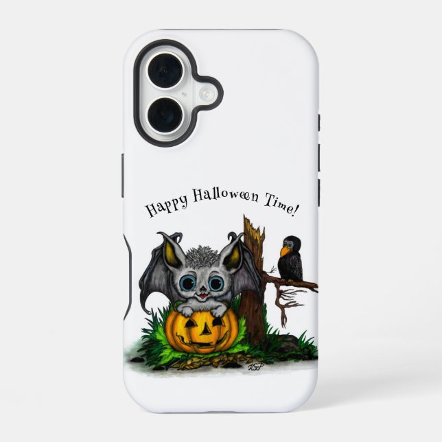 Waiting for Halloween , Cute Bat and Raven iPhone Case (Back)