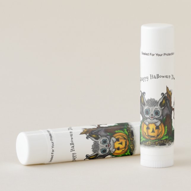 Waiting for Halloween , Cute Bat and Raven Lip Balm (Front)