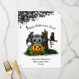 Waiting for Halloween , Cute Bat and Raven Menu