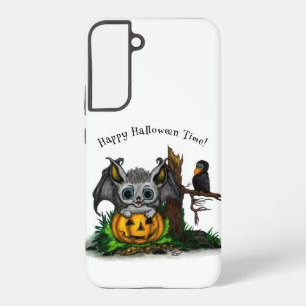 Waiting for Halloween , Cute Bat and Raven Samsung Galaxy S22+ Case