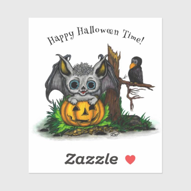 Waiting for Halloween , Cute Bat and Raven Sticker (Sheet)