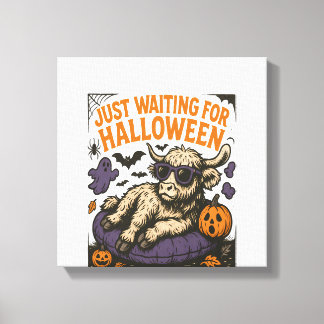 Waiting For Halloween Highland Cow Canvas Print